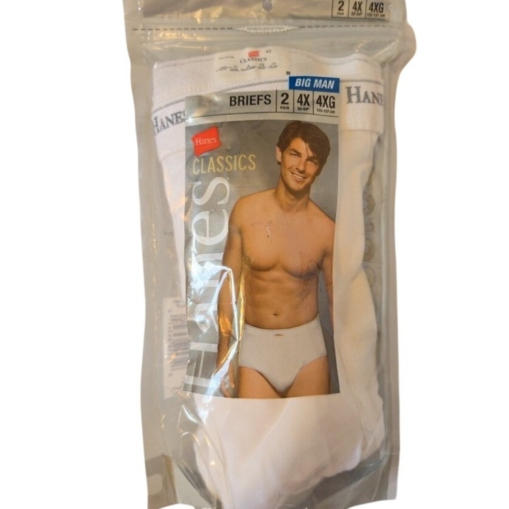 Hanes Classics Big Man Briefs 1 Pair White Cotton Underwear Size 4X 4XG 52-54